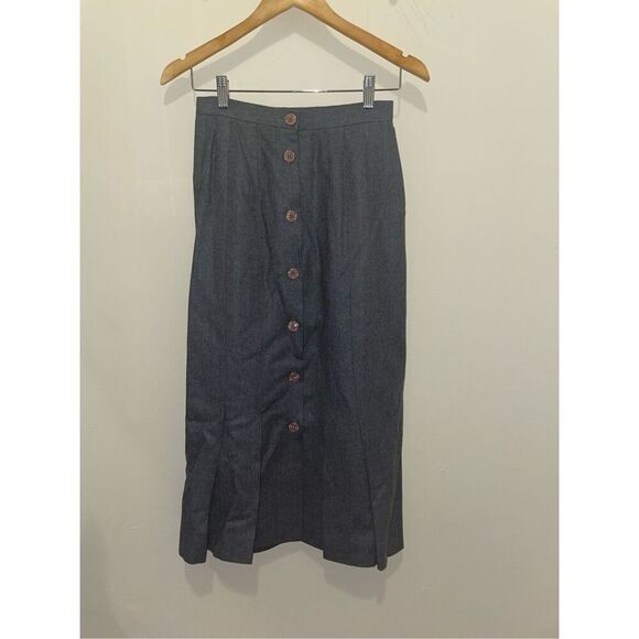 Vintage long David Chablis 100% wool gray skirt women’s size 6 - Picture 4 of 9